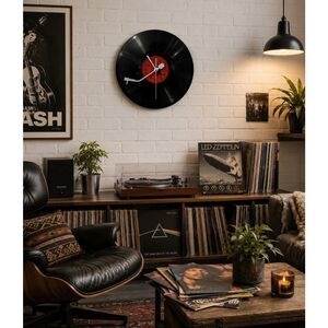 BLACK Vinyl Record Clock - 11.8"